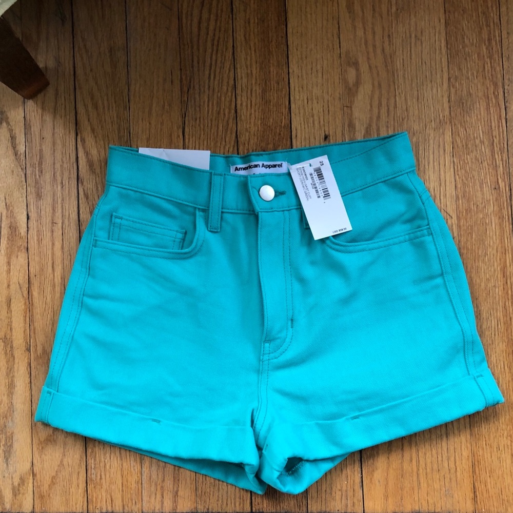 American Apparel BNWT teal shorts 25